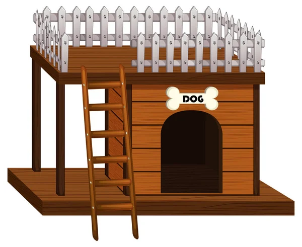 Wooden doghouse with ladder — Stock Vector