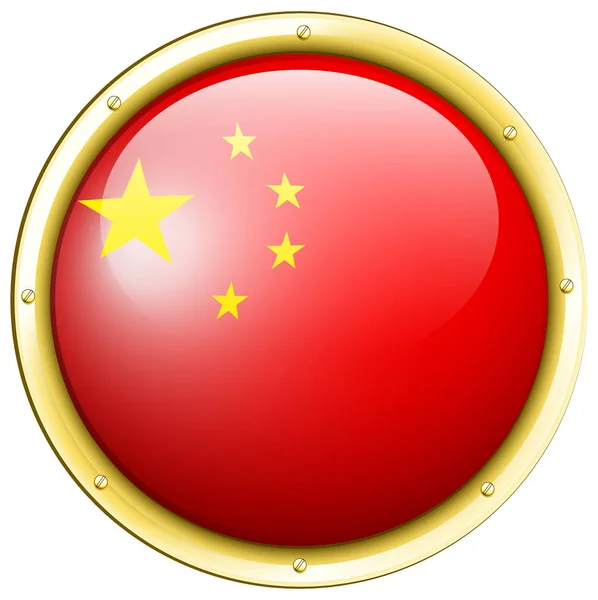 China flag on round badge — Stock Vector