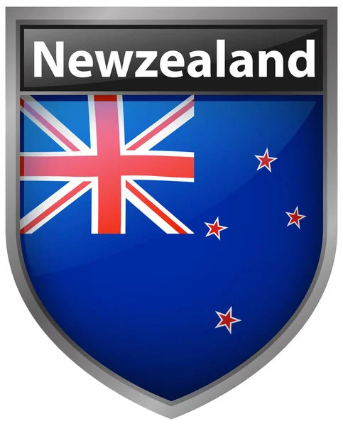 New Zealand flag on button design — Stock Vector