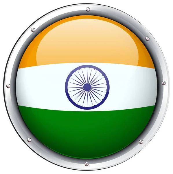 Bandera de la India en placa redonda — Vector de stock