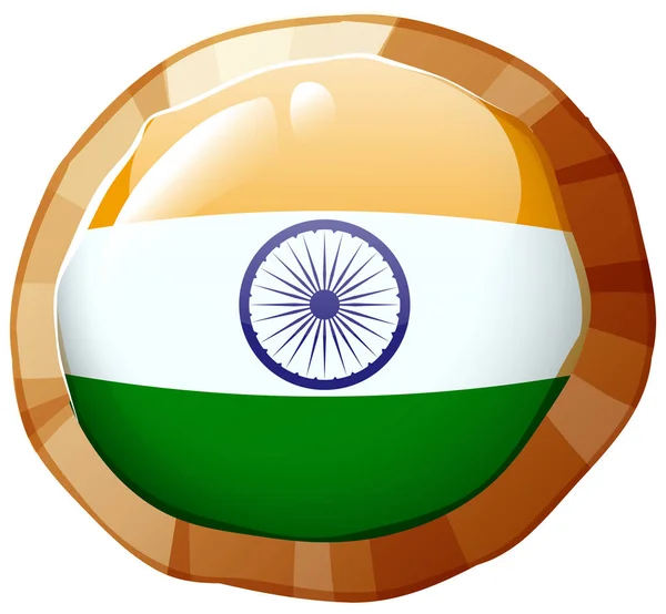 ラウンド バッジのインドの旗のデザイン — ストックベクタ