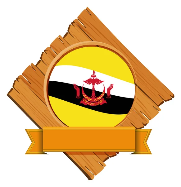 Ahşap tahta Brunei bayrağı — Stok Vektör