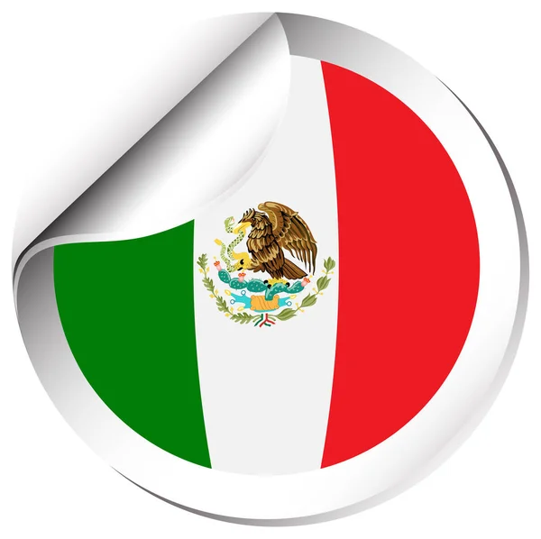 Maxico flag on round sticker — Stock Vector
