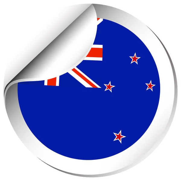 Bandiera Nuova Zelanda su adesivo rotondo — Vettoriale Stock