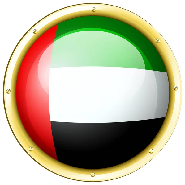 Arab Emirates flag on round metal badge — Stock Vector