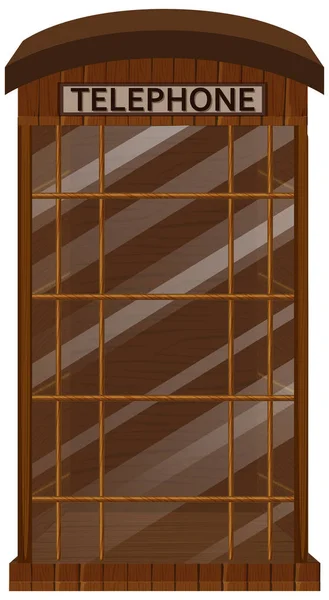 Cabine telefónica de madeira com porta de vidro — Vetor de Stock