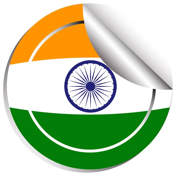 Σημαία της Ινδίας σε στρογγυλό αυτοκόλλητο — Διανυσματικό Αρχείο