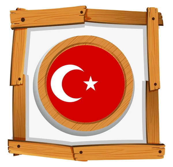 Bandeira da Turquia em crachá redondo — Vetor de Stock