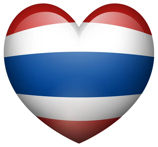 Drapeau Thaïlande en forme de coeur — Image vectorielle