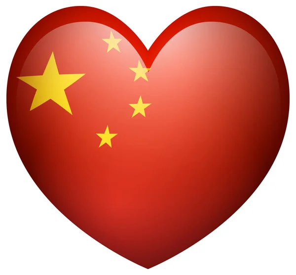 Kina flagga i hjärta form — Stock vektor
