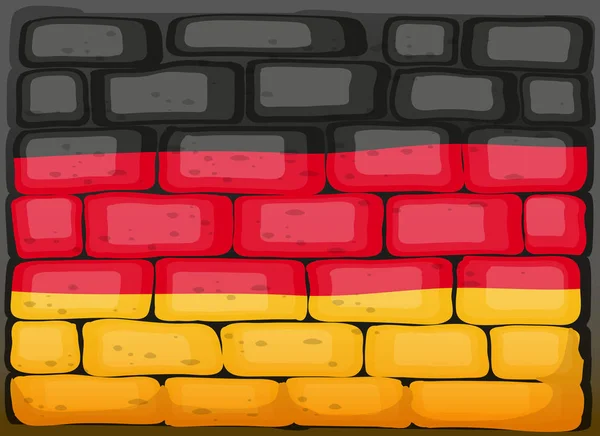 Bandera de Alemania sobre muro de ladrillo — Vector de stock