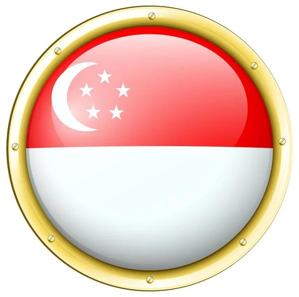 Singapore Flagge auf rundem Knopf — Stockvektor