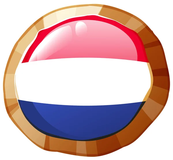 Netherland flag on round badge — Stock Vector