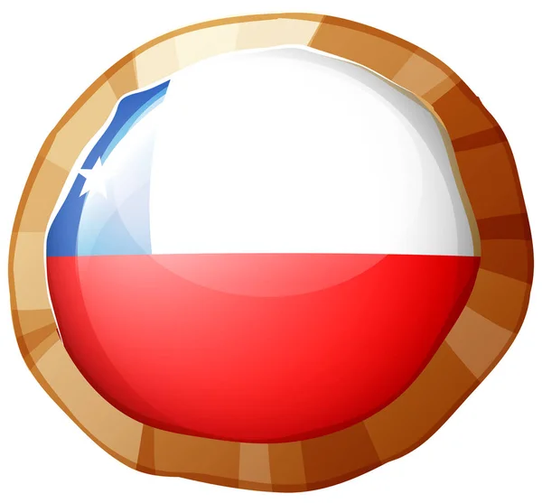 Flaga Chile na odznaka okrągły — Wektor stockowy