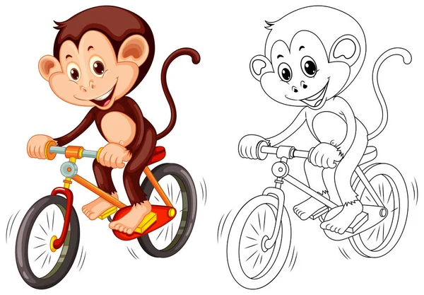 Contour animal pour singe à vélo Vecteurs De Stock Libres De Droits