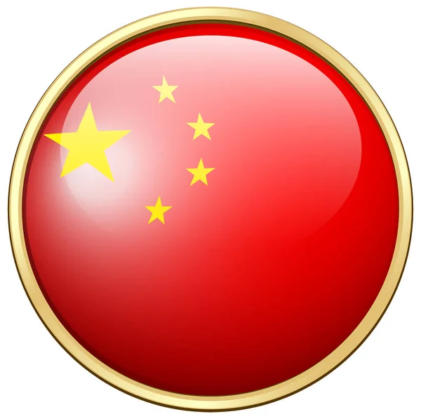 Kina flagga på rund ram — Stock vektor