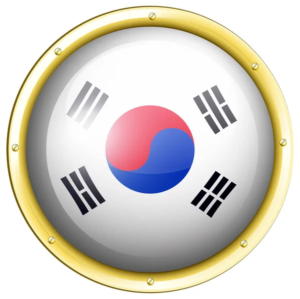 South Korea flag on round badge — Stock Vector