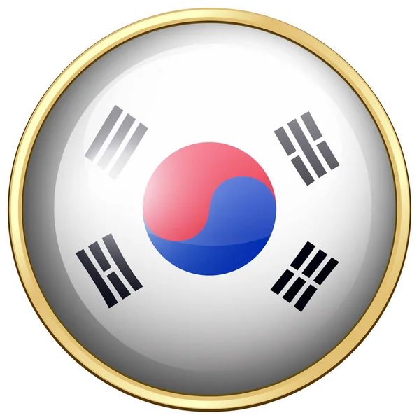 South Korea flag on round button — Stock Vector