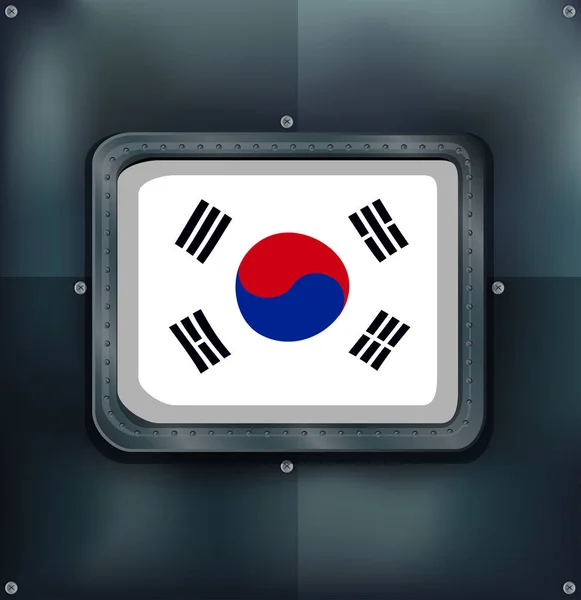 Sydkorea flagga på metalic bakgrund — Stock vektor