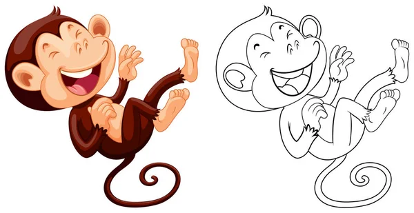 Contour animal pour singe rire — Image vectorielle