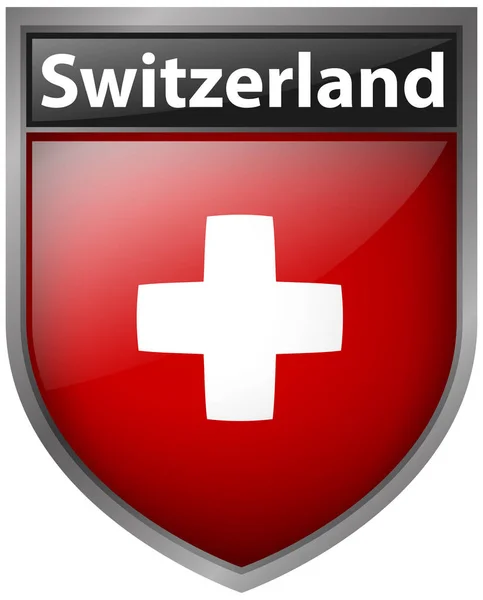Schweiz flagga på badge design — Stock vektor