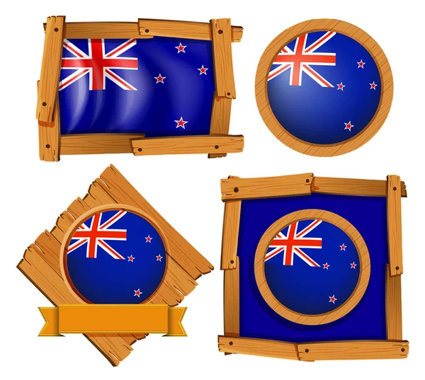 Флаг Новой Зеландии на круглых и квадратных значках — стоковый вектор