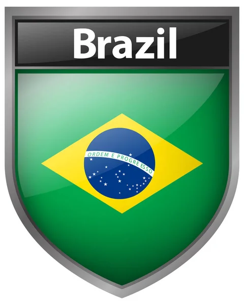 Bandera de Brasil en diseño de insignia — Archivo Imágenes Vectoriales