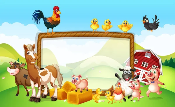 Frame design with farm animals — Stock Vector