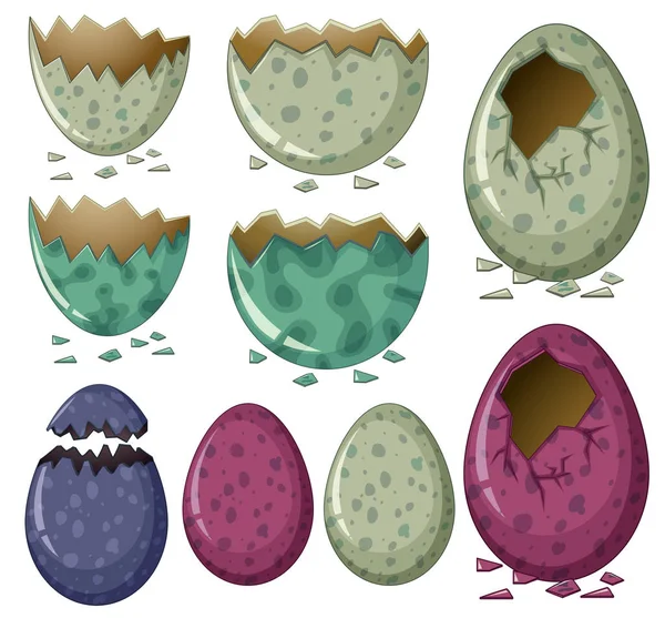 Different patterns of dinosaur eggs — Stock Vector