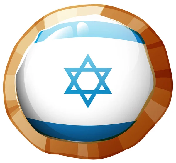 Israël vlag op ronde frame — Stockvector