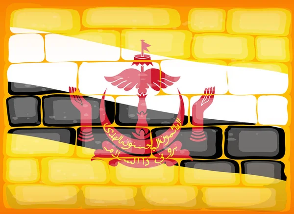 Brunei flag painted on brickwall — Stock Vector