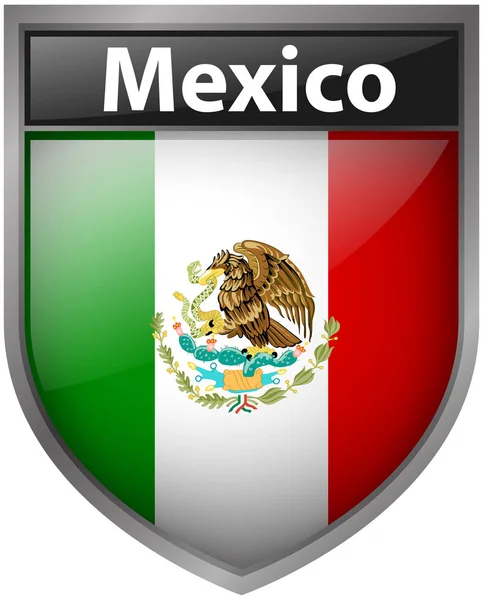 Mexico flag on badge design — Stock Vector