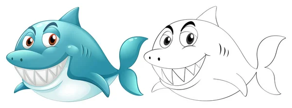 Köpekbalığı için hayvan karakter doodle — Stok Vektör