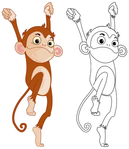 Állati vicces majom körvonal — Stock Vector