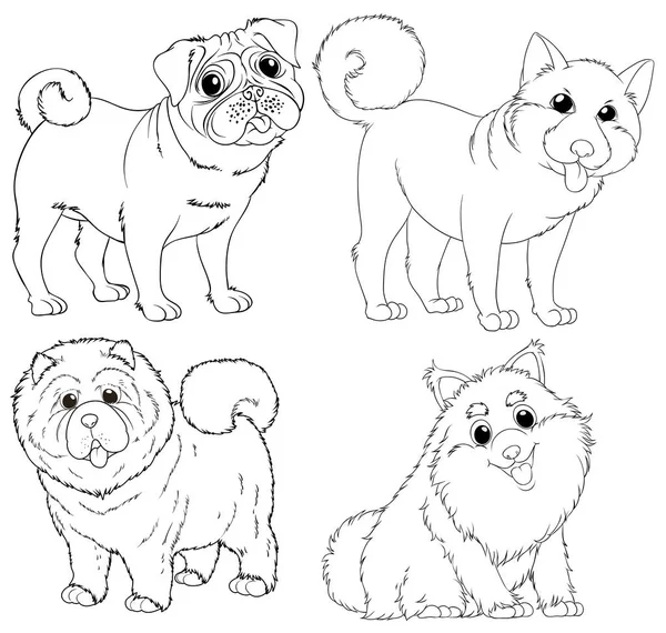 Doodle caracteres animais para cães —  Vetores de Stock