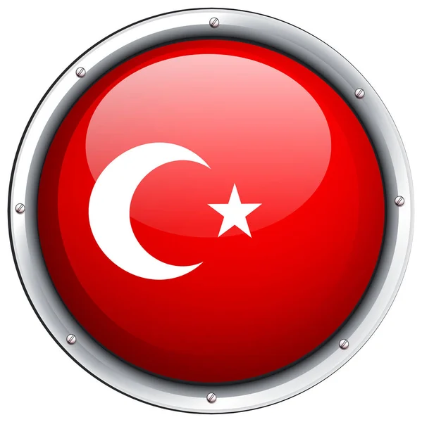 Vlag van Turkije op ronde frame — Stockvector