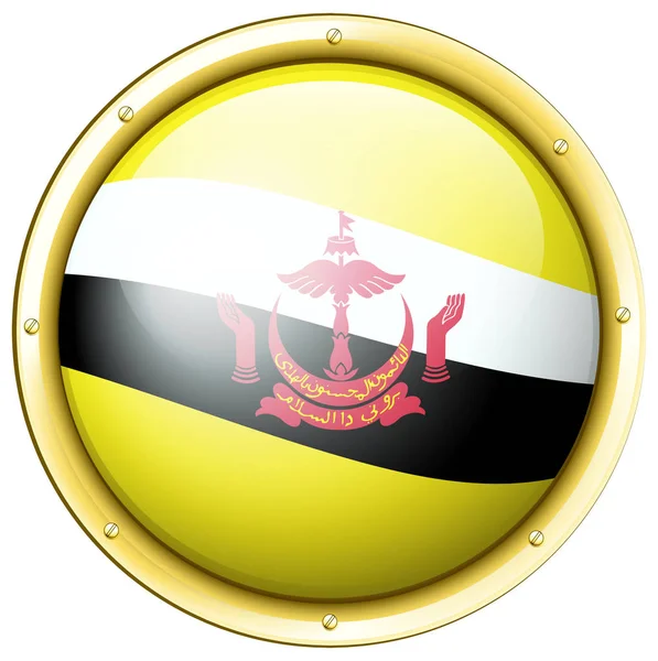 Brunei flag on round badge — Stock Vector