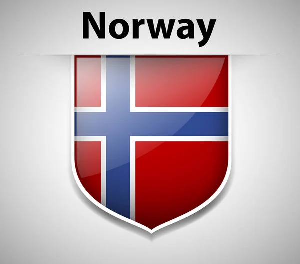 Bandeira da Noruega em design de crachá — Vetor de Stock