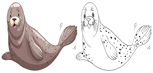 Doodle dier karakter voor seal — Stockvector