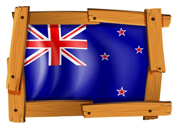 New Zealand flag in wooden frame — Stock Vector