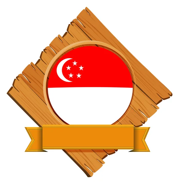Singapore flag on wooden board — Stock Vector