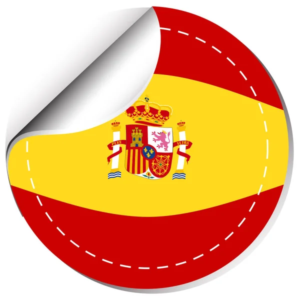 Spain flag on round badge — Stock Vector