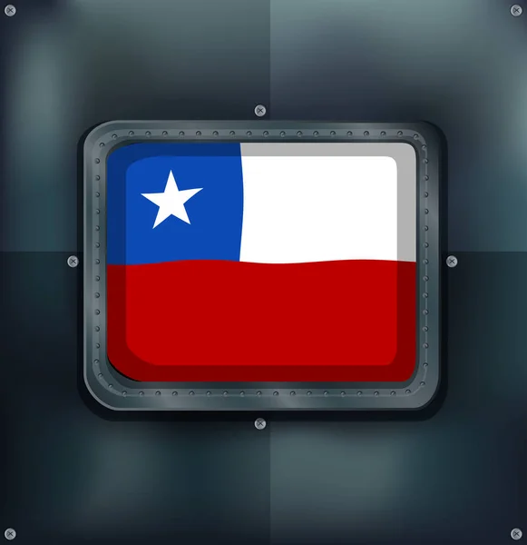 Chile flag on metal frame — Stock Vector