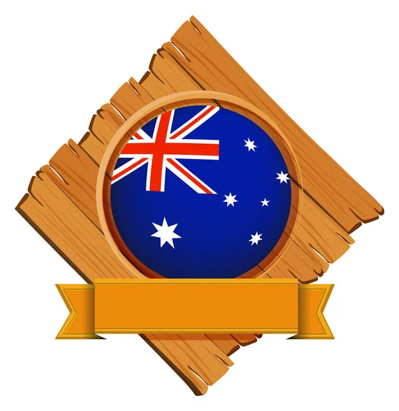 Australië-vlag op de ronde knop met banner — Stockvector