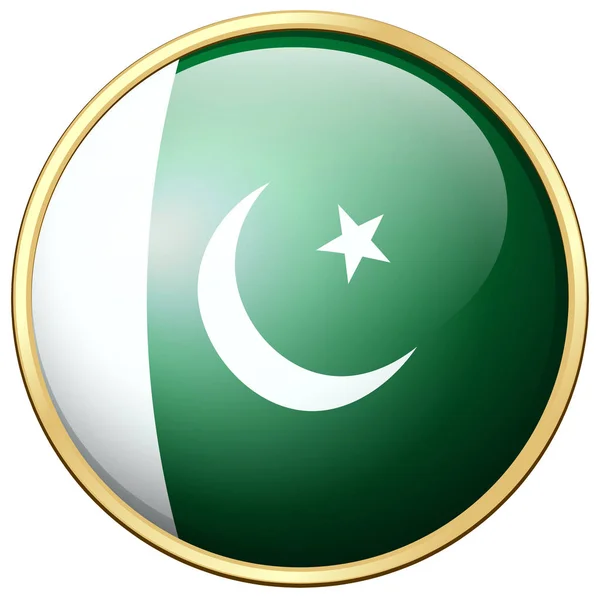 Bandiera Pakistan su telaio rotondo — Vettoriale Stock