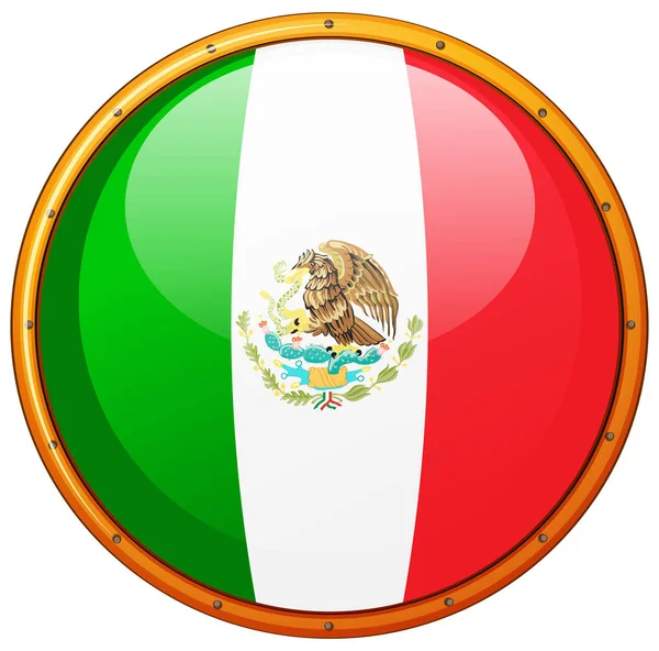 Bandera de México en placa redonda — Vector de stock