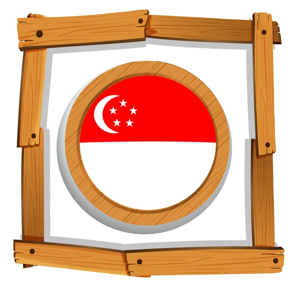 Vlag van Singapore op ronde badge — Stockvector