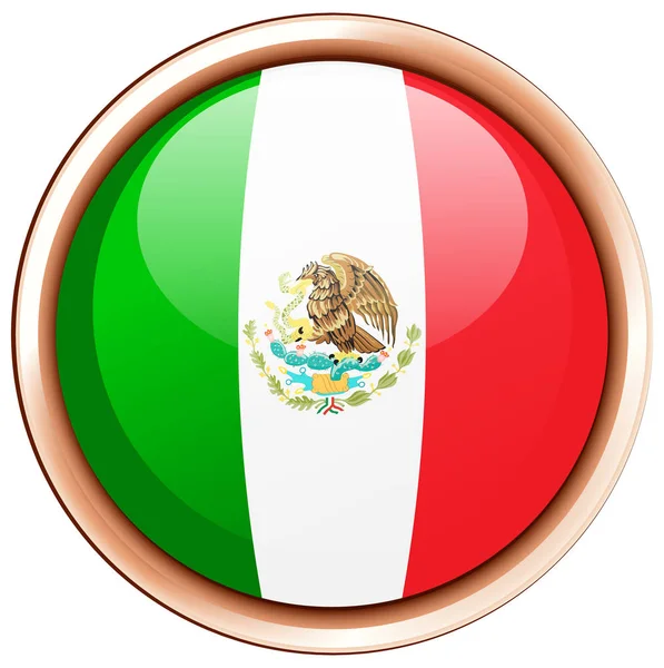 Mexico vlag op ronde frame — Stockvector