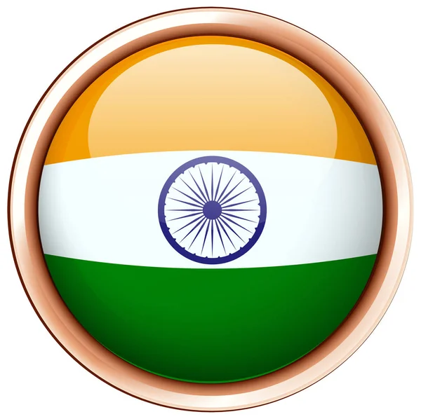 Bandiera India su telaio rotondo — Vettoriale Stock
