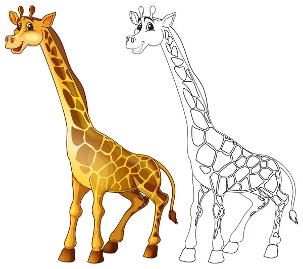 Doodle djur tecken för giraff stående — Stock vektor
